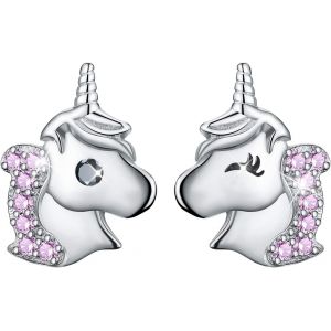 Cmjaagur-Winglove Cadeau Noel Femme Bijoux Femme, Boucles D'oreilles En Argent Sterling 925 Plaqué Or 14k Licorne Avec Boucles D'oreilles Asymétriques En Zircone Cubique Cadeaux Pour Les Enf[M1496] - Neuf