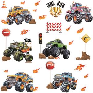 Grand Camion Autocollants,Autocollants Muraux Voitures Enfants,Mur Camion D&eacute;calques Autocollants,Stickers Muraux Voiture De Course D&eacute;coration Murale Gar&ccedil;on Chambre Enfants Salle De Jeux - Neuf