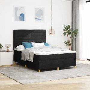 vidaXL Lit &agrave; ressorts avec matelas Noir 140 x 190 cm tissu - Neuf