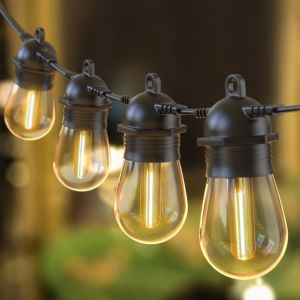 lbgwp60-Ip65 Guirlande Guinguette Extérieure Etanche Connectable, 16M 15 Ampoules S14 Led Exterieure, Décoration Eté Mariage Jardin Patio Terrasse Pergola Blanc Chaud - Neuf