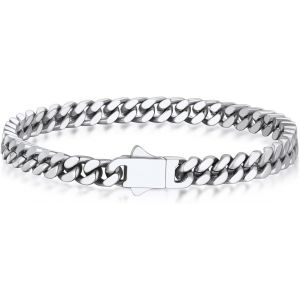 Eryi-Bracelet Homme Acier Inoxydablede 5 Mm De Large, Bracelet Argent/Or/Noir Homme Sélectionnable 19 À 23 Cm De Longue, Bijoux De Mode Accessoires De Bracelet Hip Hop Pour Hommes Garçons - Neuf