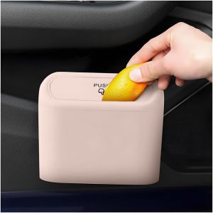 Mini Poubelle De Voiture Avec Couvercle, Bo&icirc;te De Rangement De Voiture Multifonction Suspendue Portable, Petite &Eacute;tanche D&eacute;chets Stocker Poubelle Pour Maison, Bureau Et Cuisine (Ros[APP8811552] - Neuf