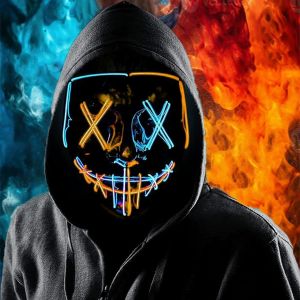 Masque d'Halloween &agrave; LED pour festival,cosplay,d&eacute;guisement d'Halloween,f&ecirc;tes,carnaval,cadeaux.[J59] - Neuf