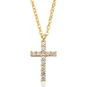 Kal-1 Pi&egrave;ce Collier Croix Chretienne Homme, Collier Avec Pendentif En Forme De Croix Pour Homme Et Femme, Pendentif En Forme De Croix Avec Zircons, Pi&egrave;ce Classique Et Polyvalente, Collier Croix Or - Neuf