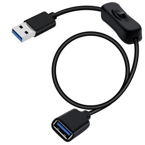 C&acirc;ble D'extension USB 3.0 avec Interrupteur Rallonge USB 3.0 avec Interrupteur Supporte 5Gbps Transmission de Donn&eacute;es et Fonction de Recharge,Pour PC Portable,Ventilateur (Noir,1.5 m) - Neuf