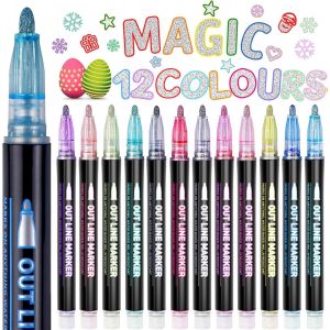 Jexnovashop-Feutres Paillettes, Cadeau Fille 4-12 Ans, 12 Stylo Paillette Marqueur Magique, Idee Cadeau Ado Fille Pour Peinture, Scrapbooking, Inscription Scolaire, Travaux Manuels, Loisirs Cr&eacute;atifs - Neuf
