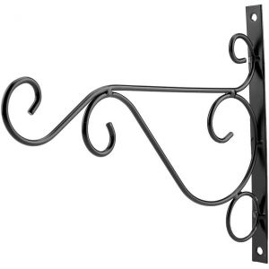 MEVRONISSHOP-Support de Plante en M&eacute;tal, Support de Plante Mural en Fer Crochet de Jardini&egrave;re Suspendu Ext&eacute;rieur pour Panier de Fleurs Mangeoire &agrave; Oiseaux Lanterne Carillon &eacute;olien, 9,8 X 8,3 (Noir) - Neuf