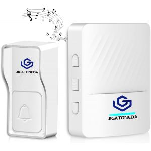 HUEJ-Sonnette Sans Fil Auto-Aliment&eacute;e,300M Ip65 &Eacute;tanche Kit De Carillon Electronique,Kit De Carillon Avec Lumi&egrave;re Led,Mode Muet,50 M&eacute;lodies Et 5 Niveaux Volume Pour Maison,Bureau,H&ocirc;tel - Neuf