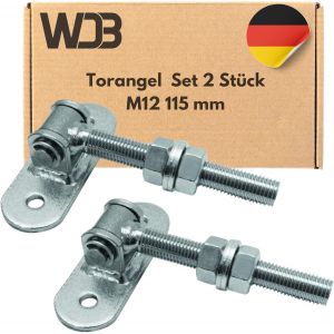 Plaque de fixation r&eacute;glable - Charni&egrave;res de porte de jardin - Charni&egrave;res robustes - Charni&egrave;res de portail - Charni&egrave;res suspendues - 2 charni&egrave;res de portail r&eacute;glables M12 115 mm - Neuf