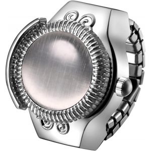 Eryi-Bague Montre Femme Homme: Montre Bague Doigt Extensible Elastique Pierre Oeil De Chat Acier Inoxydable Analogique Quartz Etanche 1atm Cadran Rond - Cadeau Femme Homme Anniversaire - Neuf