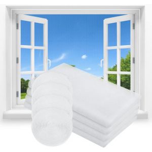 Moustiquaire Fenêtre Enroulable,4Pcs 130 x 150cm DIY Filet Moustiquaire Auto-Adhésif Découpable,avec 4 Rouleaux Crochet Crochet Ruban Adhésif,Moustiquaire Porte Anti-Insectes (Blanc) - Neuf