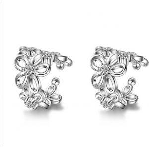 Kal-Boucles D'oreilles &Agrave; Clip Sans Trous Pour Femme Et Fille - Rose Creuse - Argent Sterling - Neuf