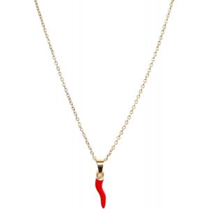 Kales-Collier Femme Chaîne Rolò En Acier De Haute Qualité Avec Pendentif Corne Corne Rouge-Sac Cadeau,Normal,Acier Inoxydable,Acier 316l - Neuf