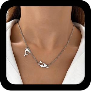 Kales-Collier Ras Du Cou Boh&eacute;mien Dauphin Sir&egrave;ne Colliers Pendentifs Dauphin Argent Colliers Petite Cha&icirc;ne Sir&egrave;ne Collier Collier Poisson Oc&eacute;an Mignon Bijoux Pour Femmes - Neuf