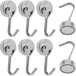 Lot de 6 Crochets Magn&eacute;tiques Frigo, 20 MM 15 kg Puissant Aimant N&eacute;odyme, Crochet Aimant&eacute; Pussiant Pivotants pour Cuisine Salle de Bain Casier &agrave; Cl&eacute;s - Neuf