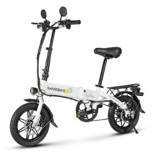 Samebike Yinyu14 V&eacute;lo &Eacute;lectrique Portable Pour Trajets Quotidiens, 350 W, 36 V, 7,8 Ah, 25 Km/H, Blanc - Neuf