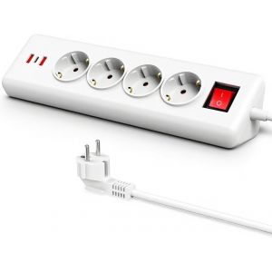 Multiprise d'angle &agrave; 4 prises avec USB C (PD 20 W), multiprise 7 en 1 avec interrupteur, protection contre les surtensions avec c&acirc;ble de 1,8 m pour cuisine, bureau (blanc) - Neuf