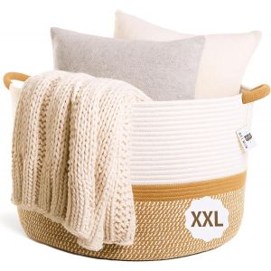 MEVRONISSHOP-Panier a Linge XL 65L &iquest; Grand Panier Rangement avec Poign&eacute;es, &Oslash;50cm, Coffre a Jouet, Panier de Rangement pour Chambre, Salle de Bain et Laundry Basket Design - Neuf