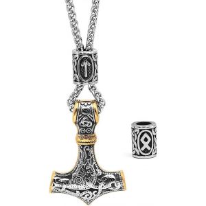 Viking Thor Hammer Collier Pour Homme Rune Amulette Bijoux Viking Cadeau Pour Hommes - Neuf