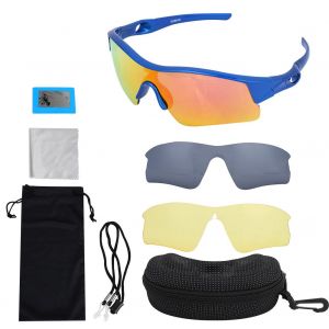 Lunettes De Soleil De Cyclisme Anti-Uv Pour Enfants, Verres Jaunes Et Noirs (Bleu) - Neuf