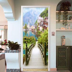 Autocollant De Porte 77x200cm, Papier Peint 3d Effet Trompe-L'oeil (Style 2) - Neuf