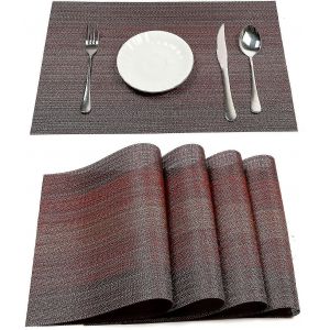 Ensemble De 4 Sets De Table Lavables En Vinyle Tiss&eacute;, Antid&eacute;rapants Et R&eacute;sistants &Agrave; La Chaleur, Faciles &Agrave; Nettoyer - Hyj - Neuf