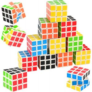 Lot de 14 mini cubes magiques pour anniversaire d'enfant-3 x 3 cm-Pour anniversaire d'enfant &agrave; partir de 3 &agrave; 10 ans-Mini puzzle de d&eacute;s pour No&euml;l-Jeux de voyage - Neuf