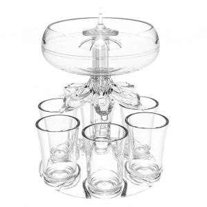 1 ensemble de distributeur de boissons Distributeur de vin en acrylique incassable de qualité alimentaire à 6 coups avec tasses de remplissage d'outils liquides pour la maison - Neuf