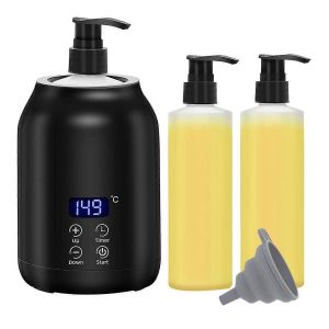 Chauffe-huile de massage electrique numerique avec deux bouteilles d'huile, chauffe-lotion portable - Neuf