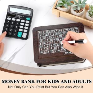 TZF-Tirelire en Bois,Numérique Tirelire,Tirelire Réutilisable,Tirelire avec Compteur,Caisse D'épargne,Tirelire pour Objectif D'économie,Tirelire avec Objectif,Idée Cadeau Anniversaire Noël (1000) - Neuf