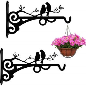 MEVRONISSHOP-2 Pièces Support Panier Fleurs Métal, Support Mural Mangeoires Oiseaux, Supports Panier Suspension Murale, Convient pour Suspendre des Fleurs, des Plantes, des Carillons Éoliens (B) - Neuf