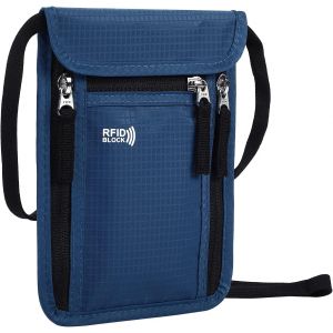 CAUC-Pochette Tour de Cou Sac de Cou Bloqueur RFID Anti&iquest;vol Sac de Passeport Imperm&eacute;able Sac de Cou pour Documents - Neuf