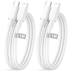 Cable iPhone USB C 1M+2M 2Pack[Certifi&eacute; MFi], Cable USB C vers Lighting Cable Chargeur USB c Cable Charge Rapide C&acirc;ble Lighting 2M Fil iPhone Cordon USBC pour 14/13/12 Pro Max/11/XS/XR/8/7/6/SE/iPad - Neuf