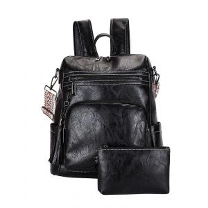 2025 Noir Femme Cuir Sac Bandouli&egrave;re Sac Multi-Usage Sac &Agrave; Dos Et D'embrayage, Un Dinosaure De La Conception, Taille Universelle - Neuf