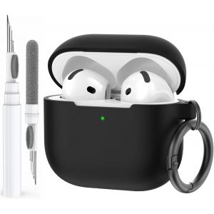 Coque AirPods 4 (2024) avec Kit Nettoyage Silicone &Eacute;tui Protection pour AirPods 4&egrave;me G&eacute;n&eacute;ration Anti-Rayures Housse pour Apple AirPods 4 Supportant Recharge USB-C et Recharge sans Fil - Neuf