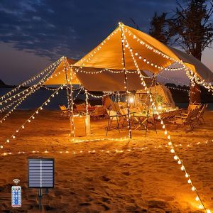 Guirlande Lumineuse Solaire De 10 M &Agrave; 100 Led Pour L'ext&eacute;rieur Et L'int&eacute;rieur - &Eacute;tanche - Pour Jardin Et Balcon - Installation Facile - Longue Dur&eacute;e D'&eacute;clairage - Parfait Pour L'&eacute;clairage De - Neuf