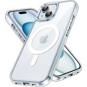 LORANKA-Coque Magn&eacute;tique pour iPhone 15 Plus 6,7 Pouces Compatible avec MagSafe Recharge sans Fil, &Eacute;tui Housse de T&eacute;l&eacute;phone Antichoc, Dos Transparente Anti-Rayures (Transparente) - Neuf