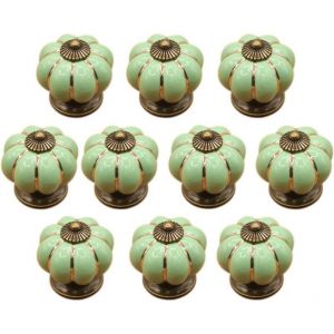 (Vert) 10 Boutons De Tiroir En C&eacute;ramique Pour Meubles De Cuisine Et Placards - Neuf