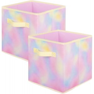 Boîtes De Rangement Pour Placards Et Jouets,Boîtes De Rangement En Tissu Pliables Et Tiroirs De Rangement En Tissu,Pack De 2 (Coloré Tie-Dye) - Neuf