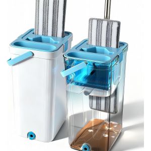 Si Mo 360 Degree Rotating Bucket Set with 2 Microfiber Pads with Pre-Set Telescopic Handle and Si Mo Spinner for Home Cleaning - Neuf