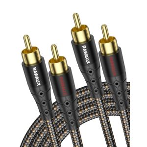 RCA Audio Cable 3 m,Gold Plated Stereo Subwoofer Cable HiFi 2 RCA Male to Male Coaxial Audio Cable for Home Theater,Hi-Fi System,Speaker,Amplifier - Neuf