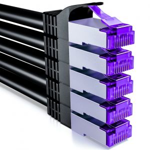 5 x 0.5 m CAT7 Network Cable-10 Gigabit-Short 50 cm RJ45 Ethernet Patch Cable (Copper,SFTP PiMF Shielding) for LAN DSL Modem Router Patch Panel CAT7 CAT6 CAT5-Black - Neuf