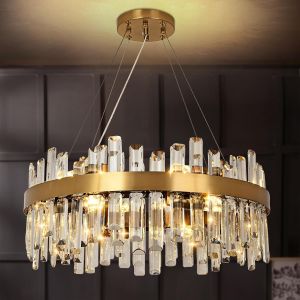 Subzonal-Moderne Cristal Suspension Lustre D'or, Lampe En Cristal Ronde Suspension, 12xe14 Lampe &Agrave; Suspension Pour Le Salon, Salle &Agrave; Manger,Chambre &Agrave; Coucher, &iquest;60cm - Neuf