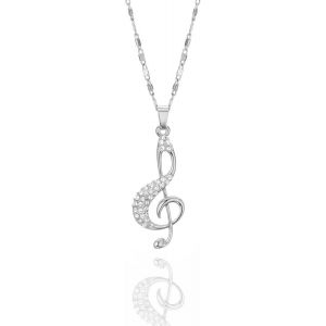 Collier De Mode Collier De Musique Note Avec Brillant Cz Cristal Pendentif Collier Longue Chaîne Collier Pour Femmes Filles - Neuf