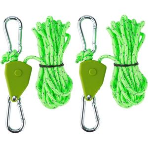 Eryi-2 Pcs Corde De Tente Réfléchissante,4 M Corde En Nylon Diamètre 4 Mm Ficelle Avec Tendeur,Cordon Tente Avec Boucle En Aluminium, Pour Camping Tente Bâche Randonnée Activités En Extérieur,Vert - Neuf