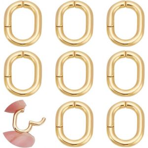 Eryi-8pcs Fermoir À Ressort Plaqué Or 8 Carats 13mm Anneau Ovale Fermoirs Rehausseurs Raccourcisseurs Anneaux À Ressort Métal Fermoirs Torsadés Anneau Pour Fabrication De Colliers De Bracelets - Neuf