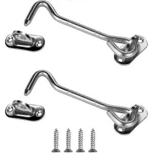 2pcs cabine crochet loquet crochet porte loquets et boulons pour serrures porte loquet porte support de fen&ecirc;tre pour silencieux entretoise - 100mm acier inoxydable argent - Neuf