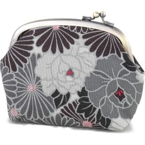 CAUC-Gamaguchi Petite Trousse de Maquillage (Fleur r&eacute;tro) fabriqu&eacute;e au Japon -m&eacute;dicaments avec Poche int&eacute;rieure (Noir) - Neuf