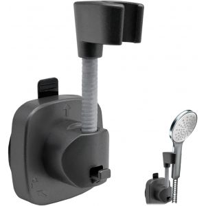 Support de pommeau de douche &agrave; ventouse, rotatif &agrave; 360 &deg;, r&eacute;glable et amovible, sans per&ccedil;age, pour h&ocirc;tel, salle de bain, gris - Neuf