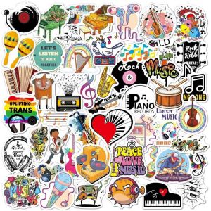 50 Autocollants De Musique, Rock Roll Vinyles Sticker Pour Scrapbook, Ordinateur Portable, Skateboard, Vélo, Guitare, Bagages - Neuf